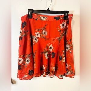 Old Navy Orange White Ruffled Skater Skirt